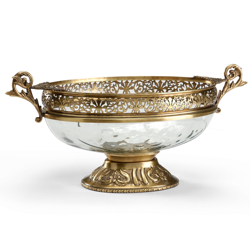 Wildwood Centerpiece Glass Decorative Bowl Set in Gold Perigold